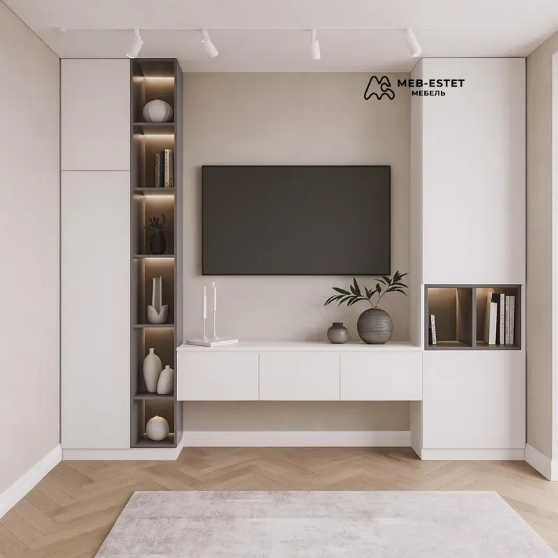 Модульная стенка под ТВ белая