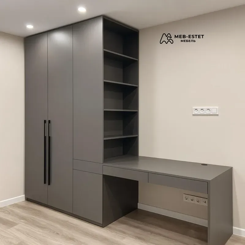 Шкаф с рабочей зоной серый
