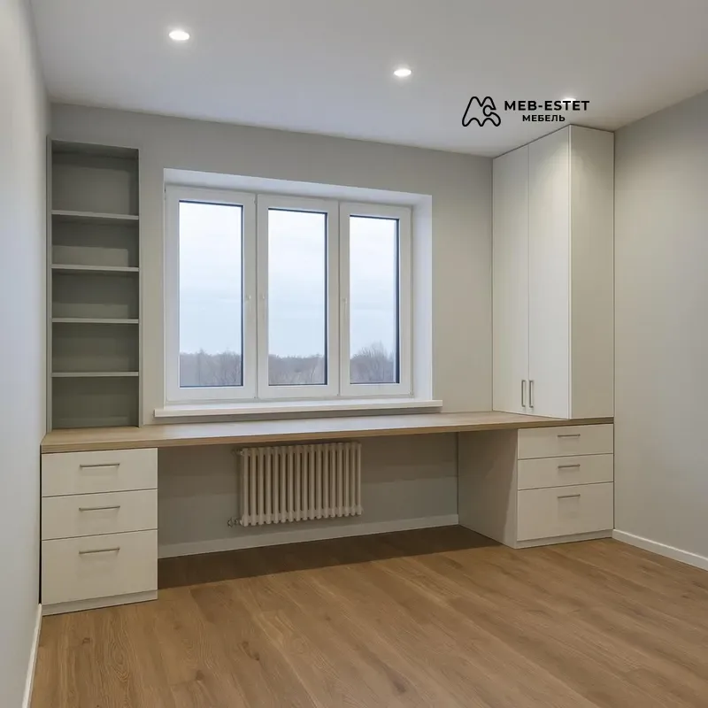 Рабочая зона у окна с шкафом