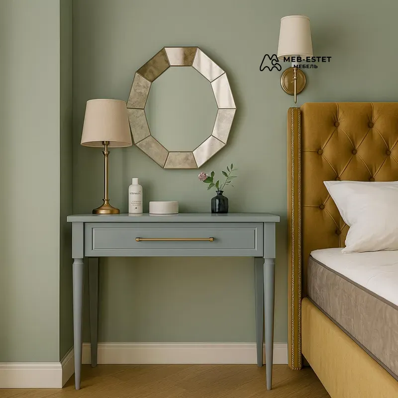 Прикроватная тумба серо-голубая