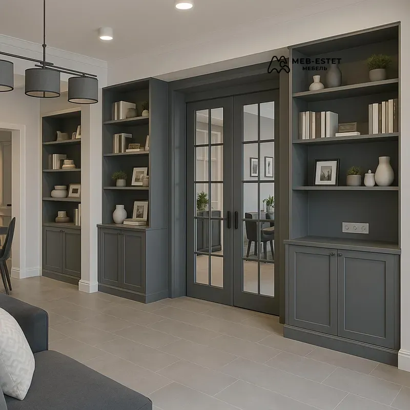 Встроенные стеллажи у двери