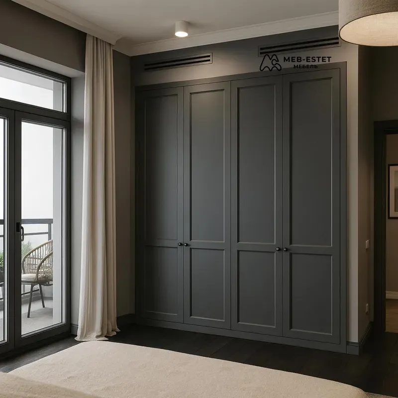 Встроенный шкаф серый панельный