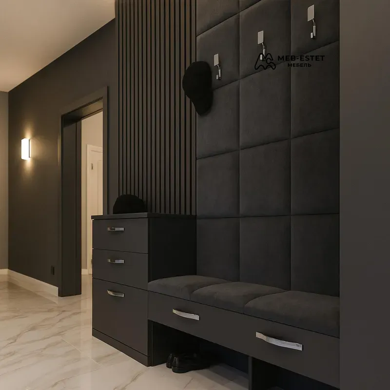 Прихожая чёрная мягкая панель