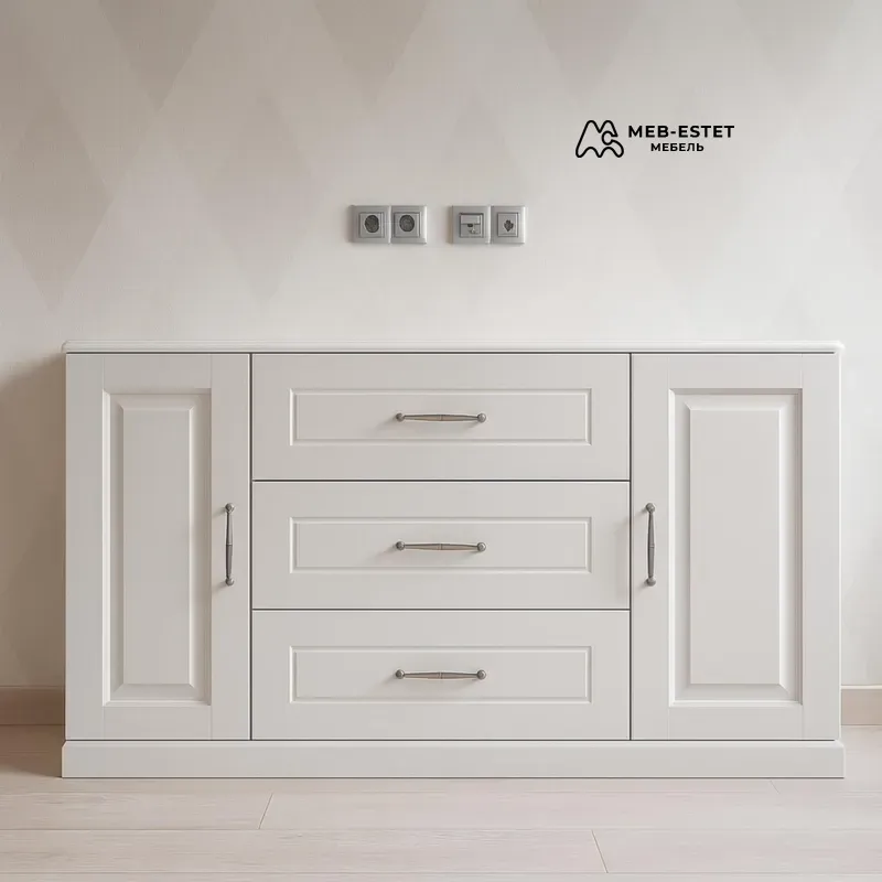 Белый классический комод с ящиками