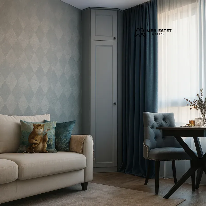 Высокий угловой пенал серый Высокий угловой пенал серый