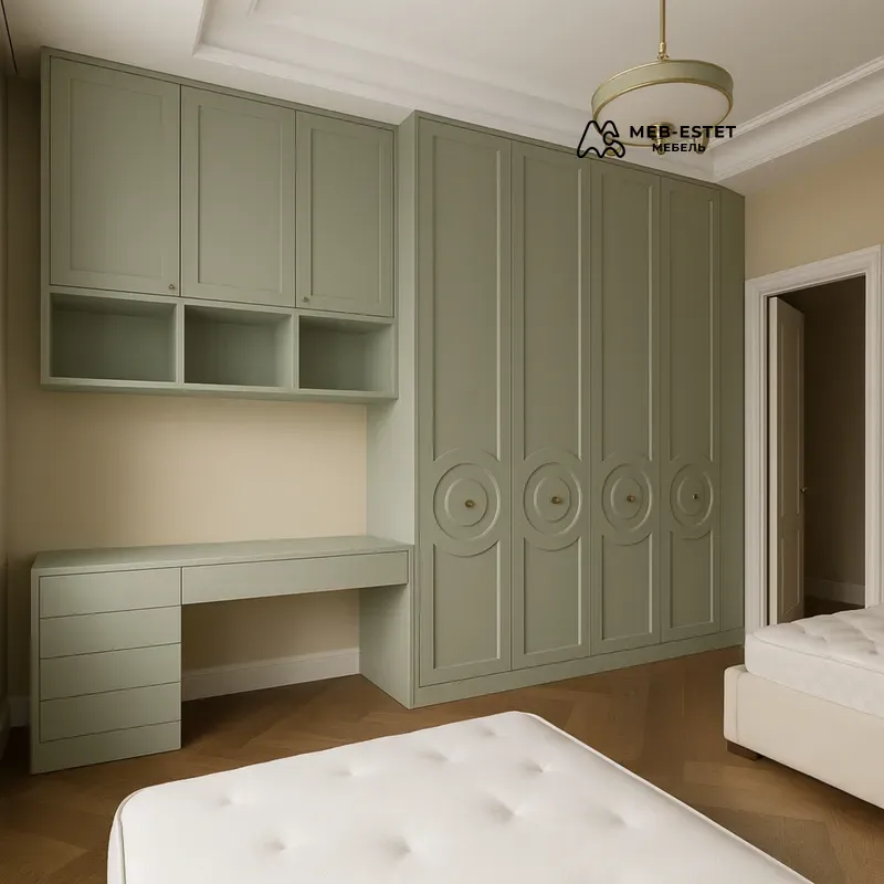 Шкаф с рабочей зоной зелёный