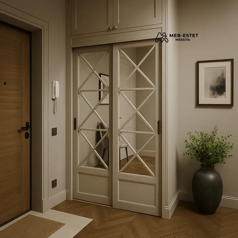 Встроенный шкаф в прихожую с зеркалами