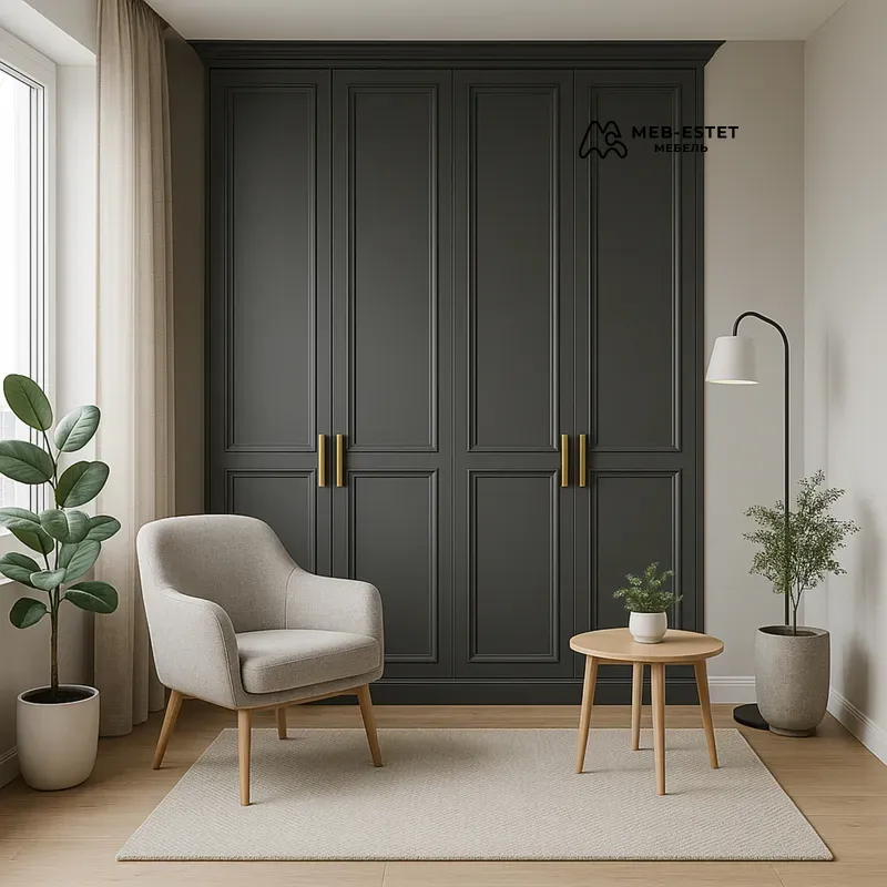 Распашной шкаф тёмно серый