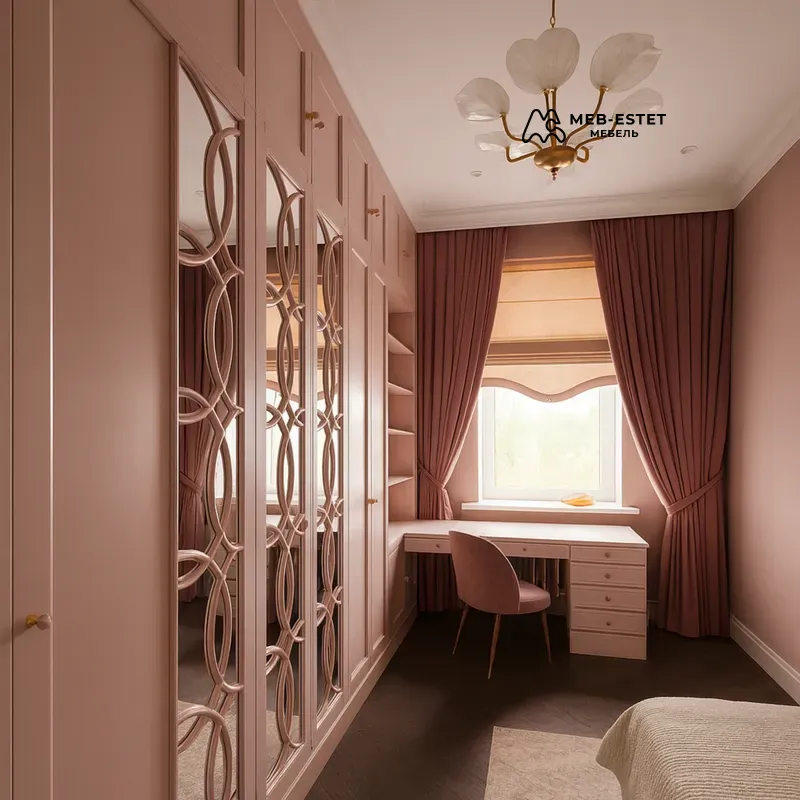 Встроенная гардеробная с рабочей зоной Встроенная гардеробная с рабочей зоной