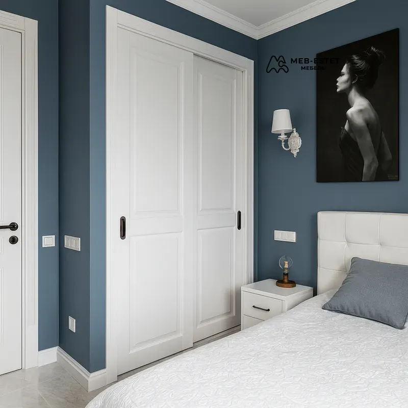 Шкаф встроенный купе белый