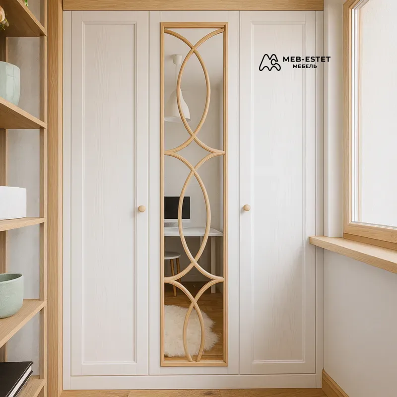 Встроенный шкаф с зеркалом и декором