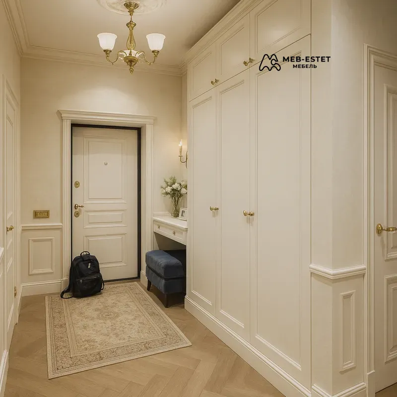 Встроенный шкаф прихожая крем
