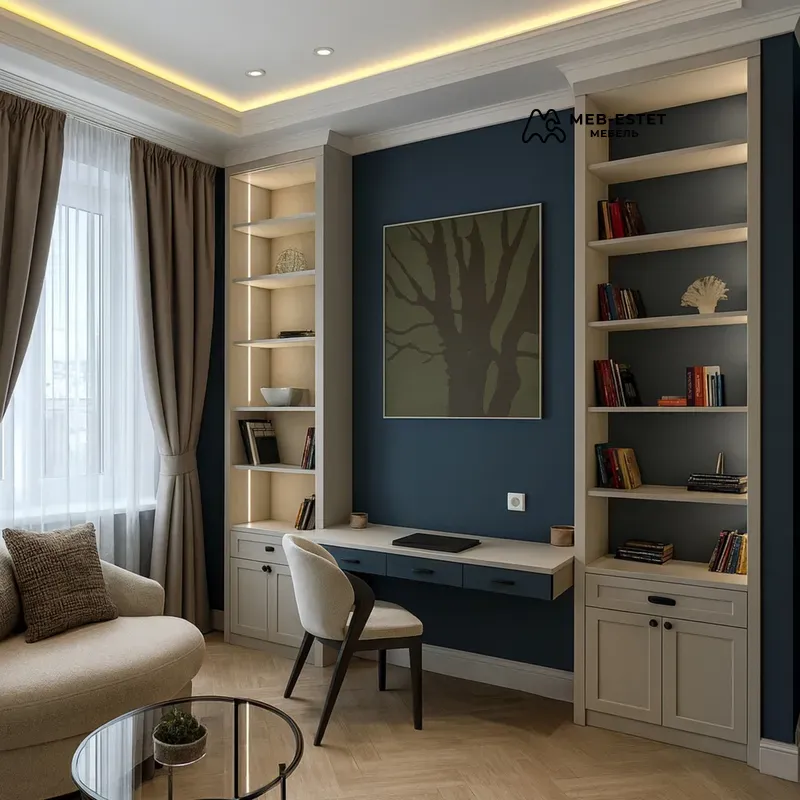 Встроенная рабочая зона с полками