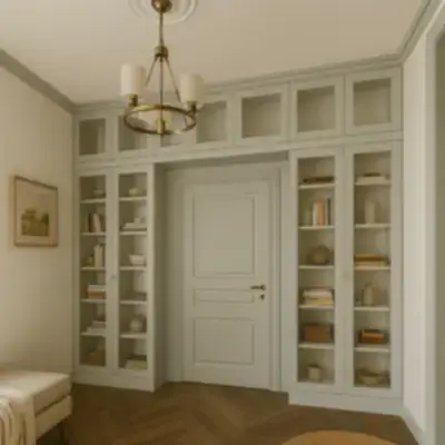 Встроенная витрина вокруг двери