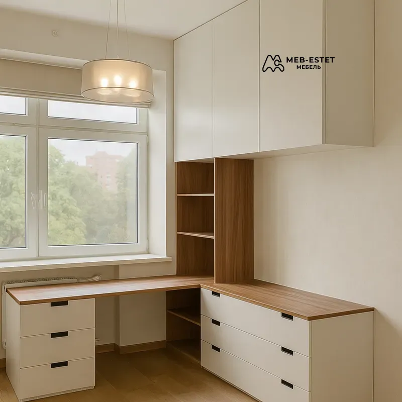 Угловой письменный гарнитур белый дуб