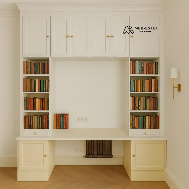 Встроенная рабочая зона книжные полки