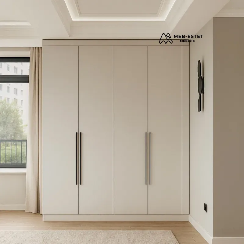 Встроенный шкаф кремовый минимализм