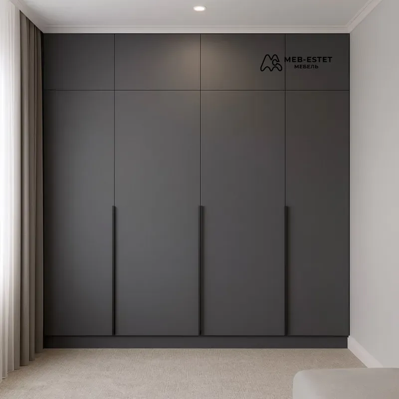 Встроенный шкаф в спальню антрацит