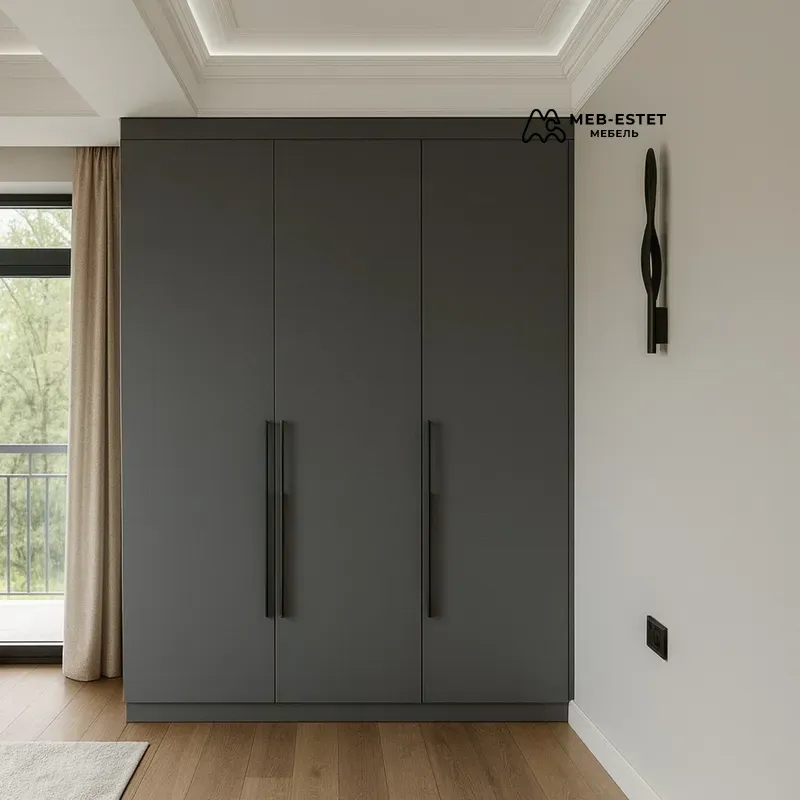 Шкаф распашной тёмно-серый
