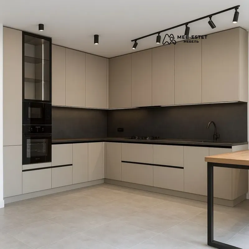 Угловая кухня премиум беж