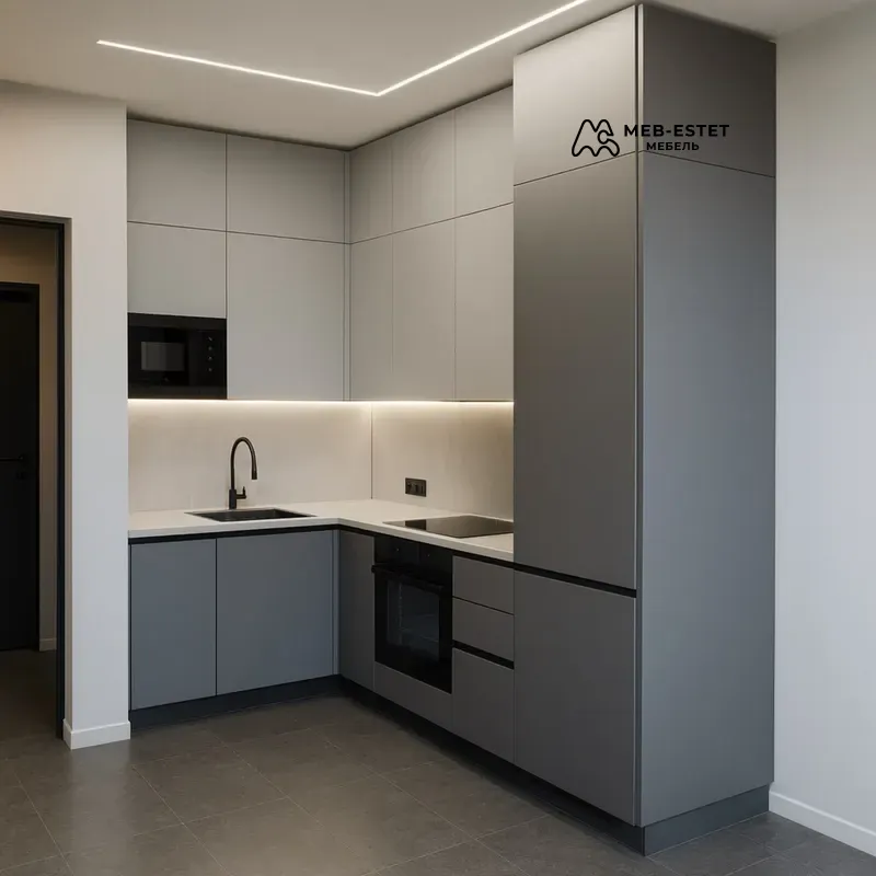 Кухня Матовая Серая Угловая