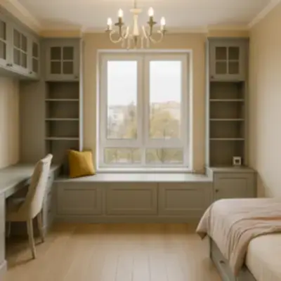 Встроенная шкафная зона у окна