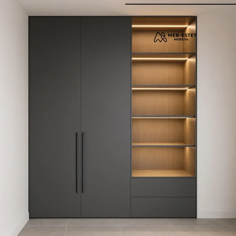 Шкаф тёмно-серый с нишей