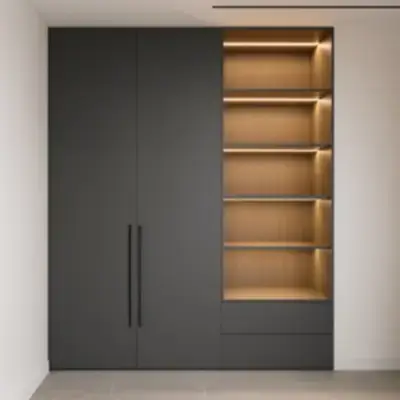 Распашной шкаф с полками