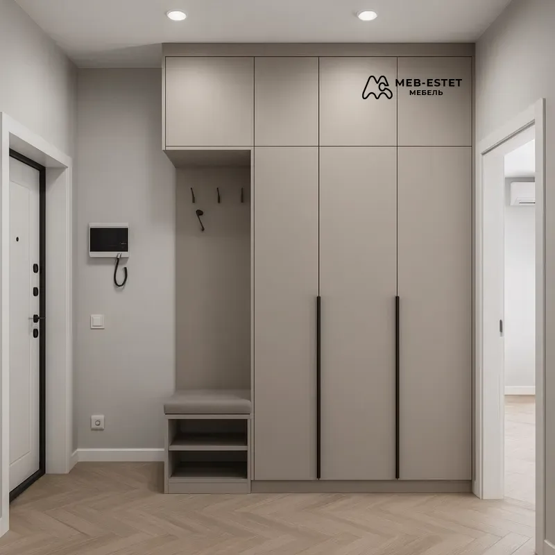 Шкаф прихожая с банкеткой беж