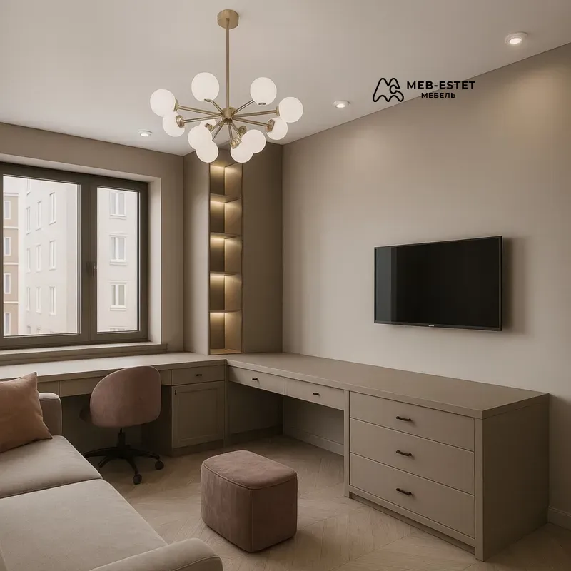 Угловая рабочая зона с ящиками