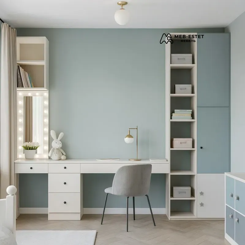 Рабочая зона с пеналом и зеркалом