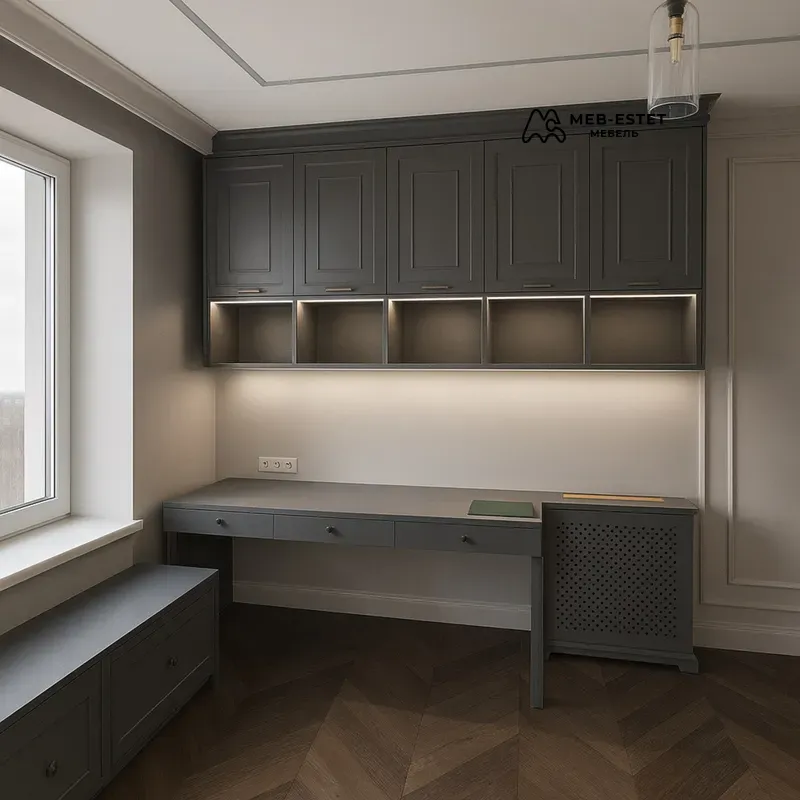 Встроенная рабочая зона с шкафами