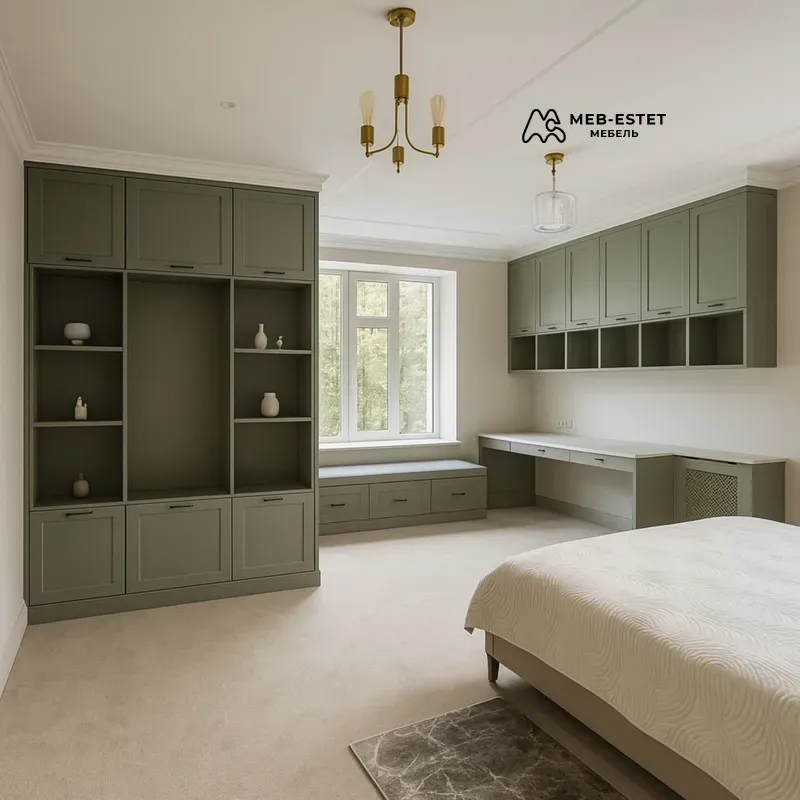 Встроенная мебель спальня гардероб стол
