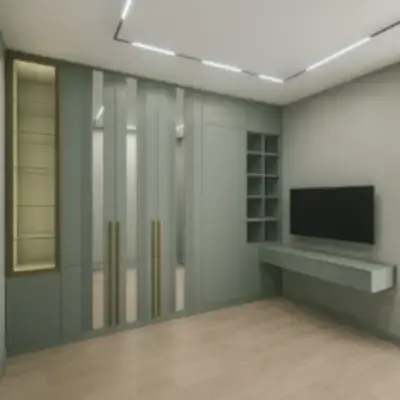 Встроенный шкаф-гардероб с витриной