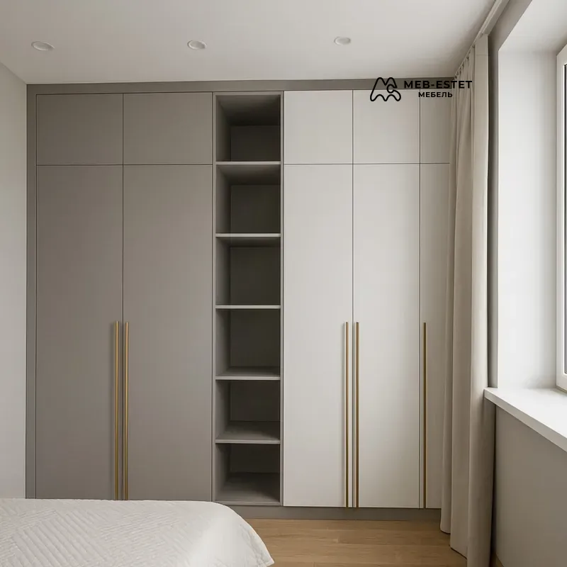 Встроенный шкаф спальня двухцветный