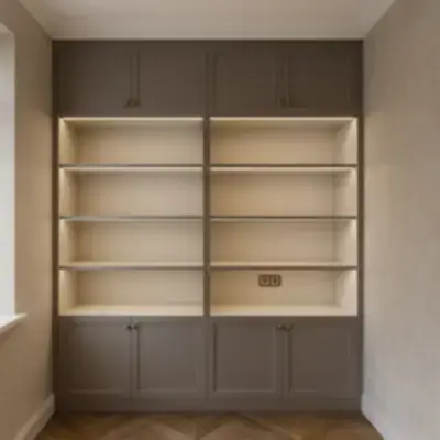 Встроенный стеллаж в гостиную