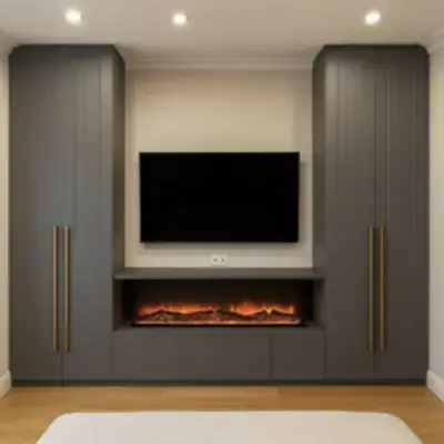 Стенка с электрокамином и шкафами