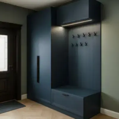 Встроенная прихожая с банкеткой