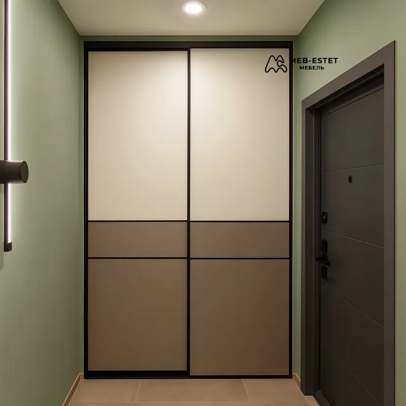 Встроенный шкаф купе бежевый