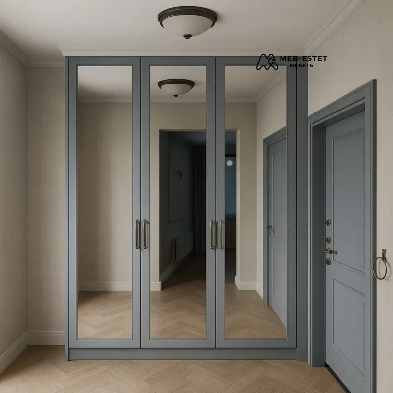 шкаф прихожая зеркала серый