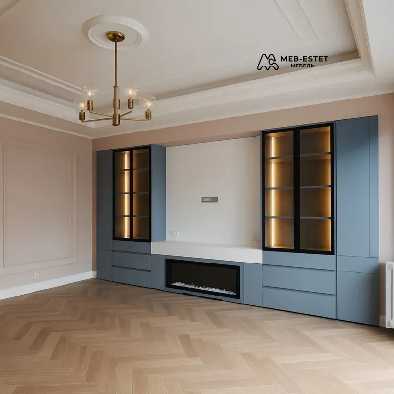 Стенка под ТВ с витринами