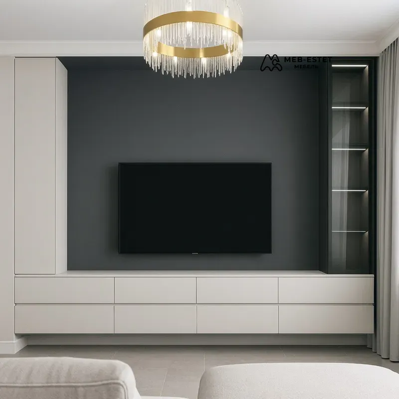 ТВ стена тумба витрина белая