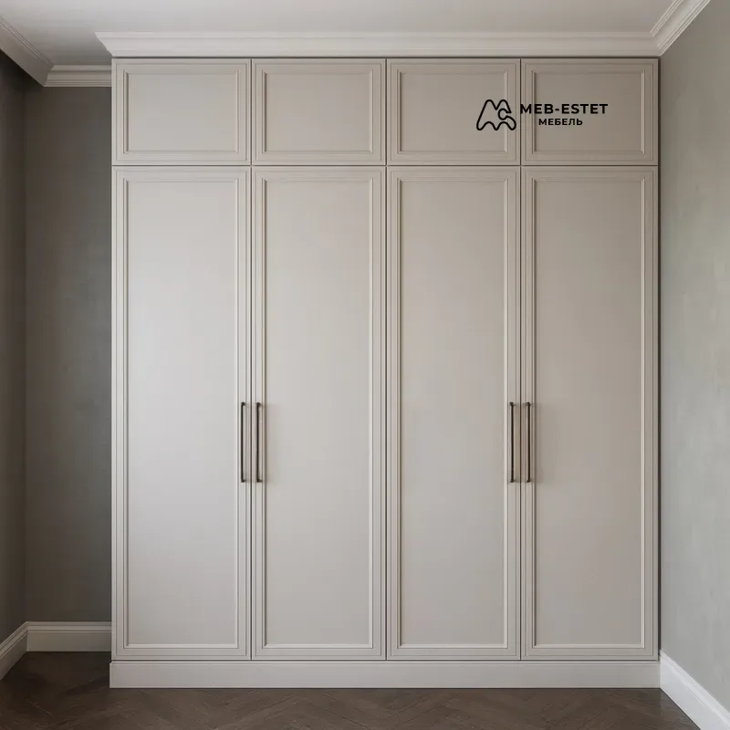 Шкаф неоклассика бежевый встроенный