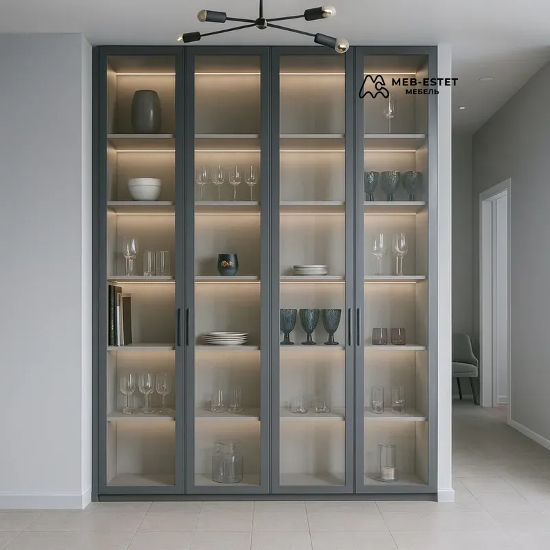 Витрина Серая стеклянные двери