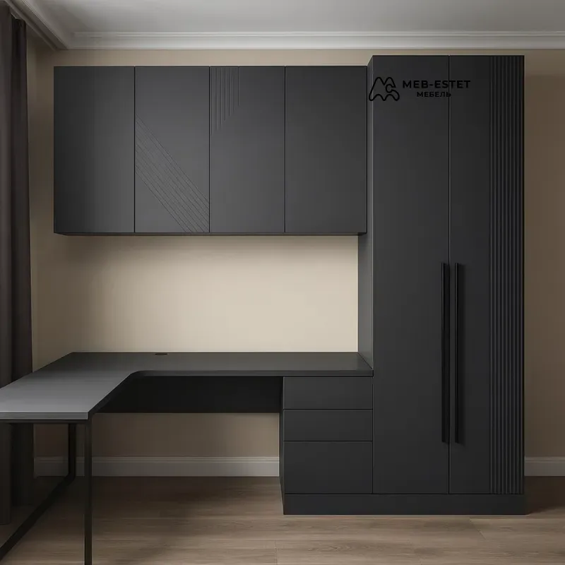 Угловая рабочая зона чёрный мат