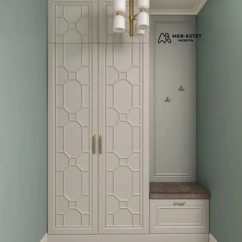 Шкаф прихожая банкетка кремовый