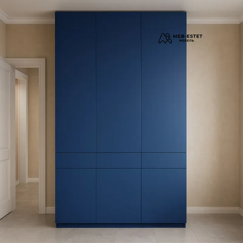 Шкаф синий матовый встроенный