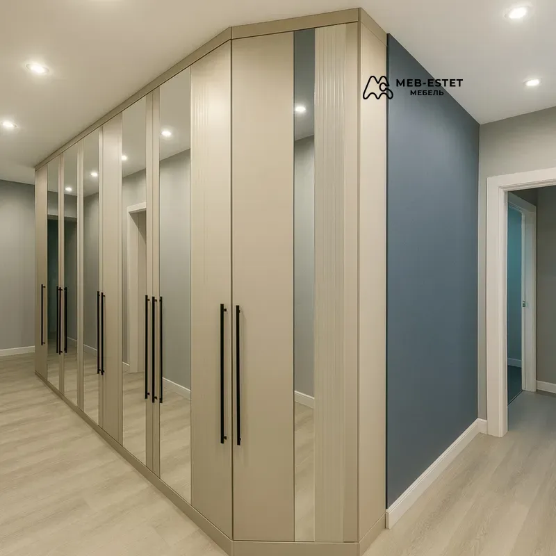 Встроенный шкаф зеркала бежевый