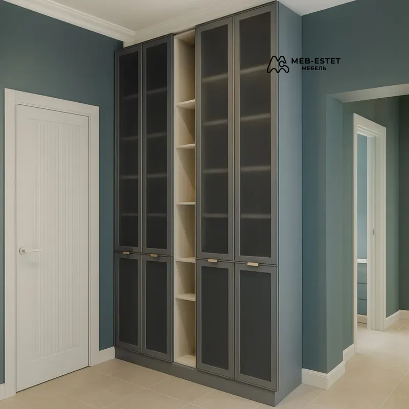 Шкаф Пенал Прихожая Серый Бежевый