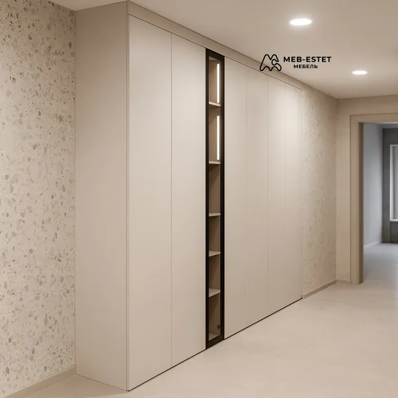 Встроенный шкаф прихожая кремовый